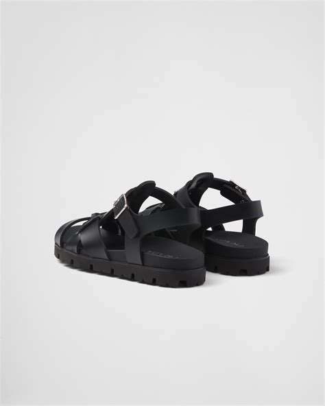 Black Crisscross Rubber Sandals 